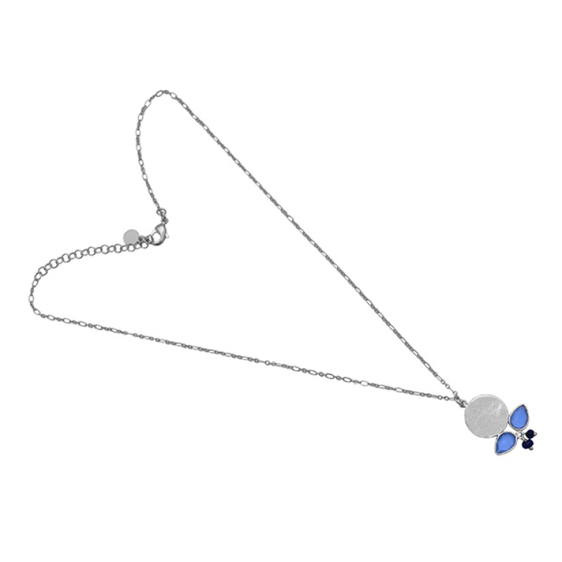 Sapphire Chalcedony Gemstone 925 Sterling Silver Jewelry Chain Necklace