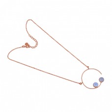 925 Sterling Silver Jewelry Round Shape Moonstone Gold Plated Necklace