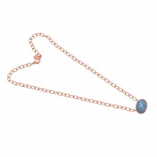 Oval Shape Aquamarine Gemstone 925 Sterling Silver Jewelry Necklace