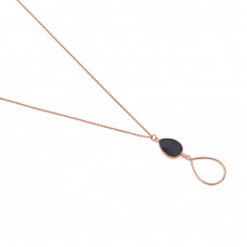 Pear Shape Black Onyx Gemstone 925 Sterling Silver Jewelry Necklace