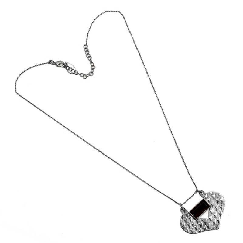 Rectangle Shape Black Onyx  Gemstone 925 Sterling Silver Jewelry Necklace