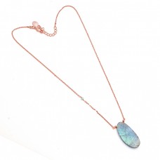 Oval Shape Labradorite Gemstone 925 Sterling Silver Jewelry Necklace