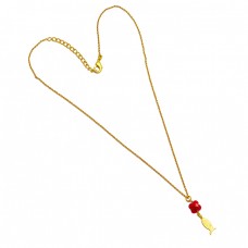 Flower Shape Ruby Gemstone 925 Sterling Silver Gold Plated Chain Necklace Jewelry