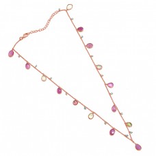 Fancy Round Shape  Tourmaline 925 Sterling Silver Jewelry Gold Plated Necklace