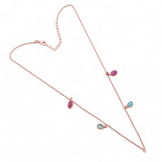 Fancy Round Shape  Tourmaline 925 Sterling Silver Jewelry Gold Plated Necklace