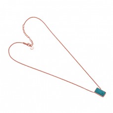 Rectangle Shape Turquoise 925 Sterling Silver Jewelry Gold Plated Necklace