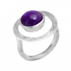 925 Sterling Silver Cabochon Round Shape Amethyst Gemstone Latest Ring Jewelry