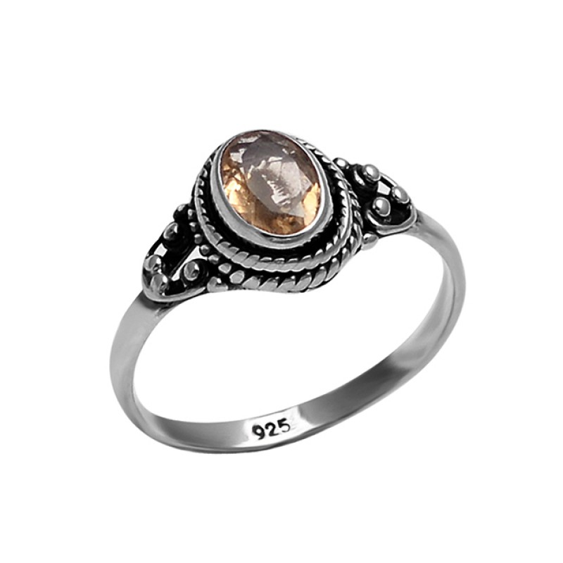 Oval Shape Citrine Gemstone 925 Sterling Silver Black Oxidized Ring Jewelry