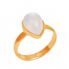 Pear Shape Rainbow Moonstone Gemstone 925 Sterling Silver Designer Ring
