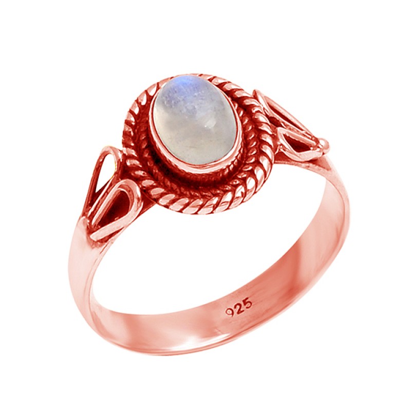 Oval Cabochon Rainbow Moonstone 925 Sterling Silver Black Oxidized Ring jewelry