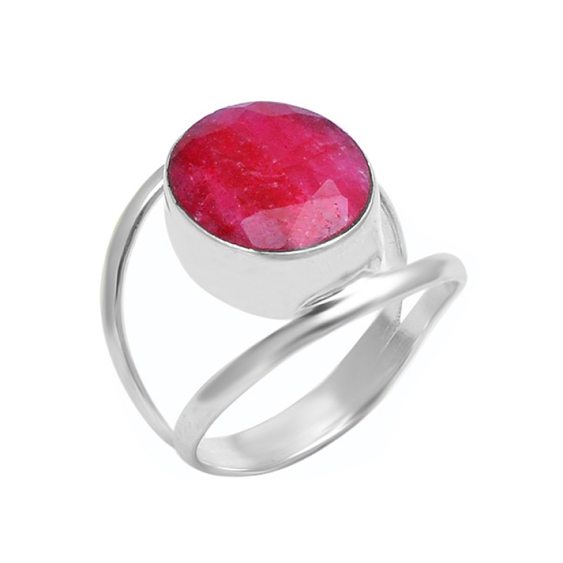 925 Sterling Silver Oval Shape Ruby Gemstone Handmade Ring Jewelry