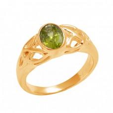 Faceted Oval Shape Peridot Gemstone 925 Sterling Silver Designer Ring Jewelry