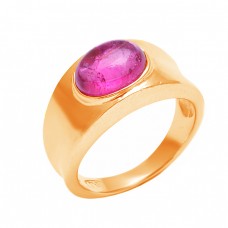 Oval Cabochon Ruby Gemstone 925 Sterling Silver Stylish Ring Jewelry