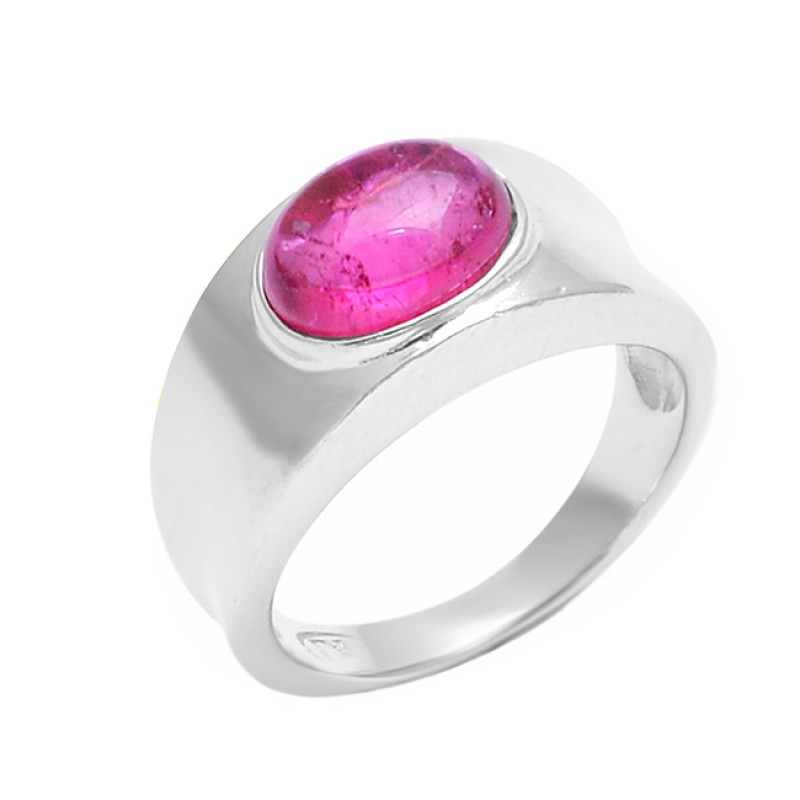Oval Cabochon Ruby Gemstone 925 Sterling Silver Stylish Ring Jewelry
