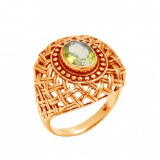 Filigree Style Oval Shape Peridot Gemstone 925 Sterling Silver Ring Jewelry