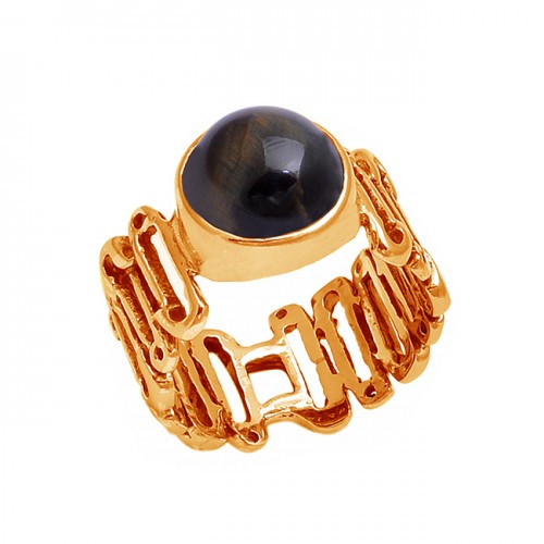 Round Cabochon Labradorite Gemstone 925 Sterling Silver Designer Ring Jewelry