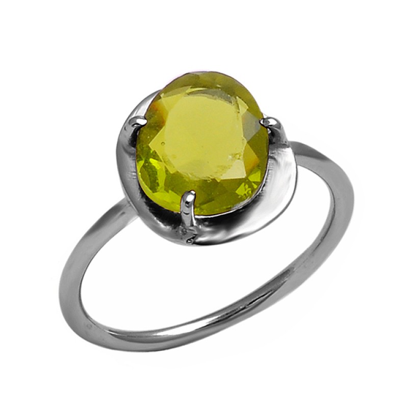 Peridot Oval Shape Gemstone 925 Sterling Silver Handcrafted Designer Ring