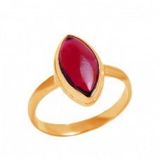 Cabochon Marquise Shape Garnet Gemstone 925 Sterling Silver Ring Jewelry