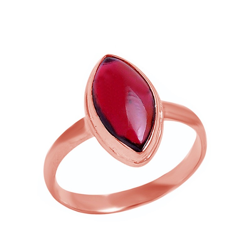 Cabochon Marquise Shape Garnet Gemstone 925 Sterling Silver Ring Jewelry