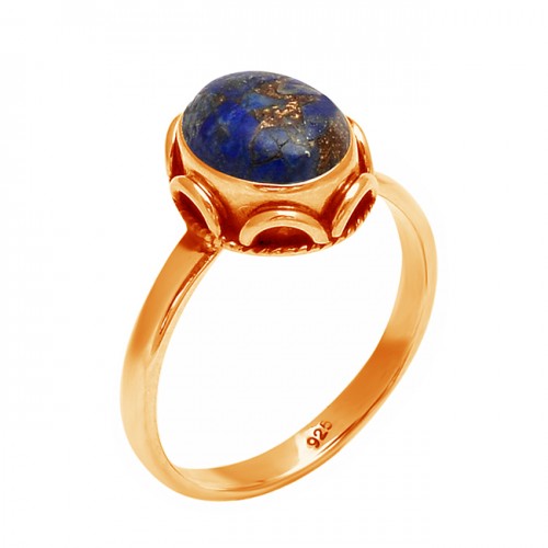 Oval Cabochon Lapis Lazuli Gemstone 925 Sterling Silver Handmade Ring Jewelry
