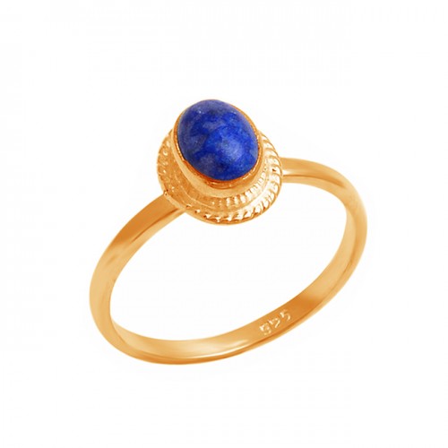 Oval Shape Lapis Lazuli Gemstone 925 Sterling Silver Handmade Designer Ring