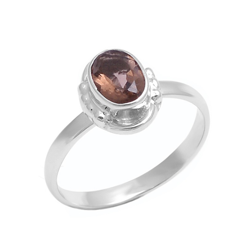Smoky Quartz Oval Shape Gemstone 925 Sterling Silver Handmade Designer Ring