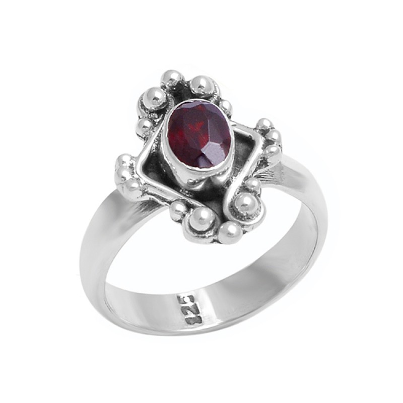 Oval Shape Garnet Gemstone 925 Sterling Silver Black Oxidized Ring Jewelry