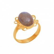 Oval Cabochon Labradorite Gemstone 925 Sterling Silver Handmade Ring Jewelry