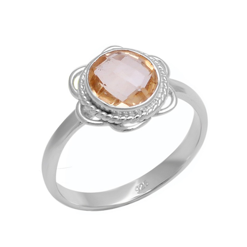 Briolette Round Shape Citrine Gemstone 925 Sterling Silver Designer Ring