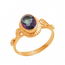 Oval Shape Mystic Topaz Gemstone 925 Sterling Silver Handmade Designer Ring