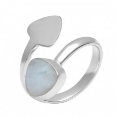 Rainbow Moonstone Triangle Shape 925 Sterling Silver Designer Ring Jewelry