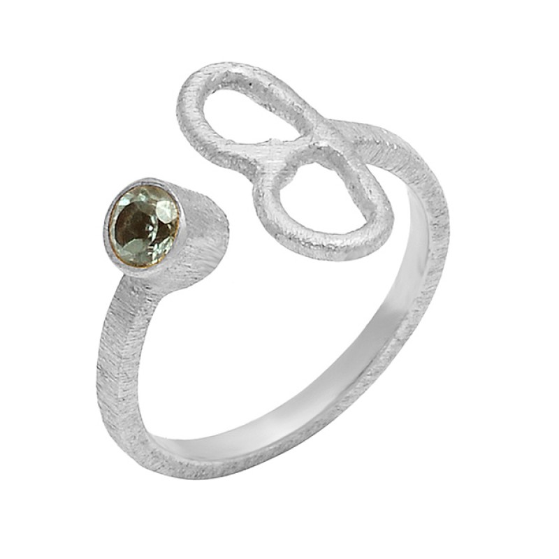 925 Sterling Silver Blue Topaz Round Shape Gemstone Gold Plated handmade Ring