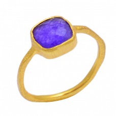 925 Sterling Silver Amethyst Cushion Shape Gemstone Handmade Gold Plated Ring