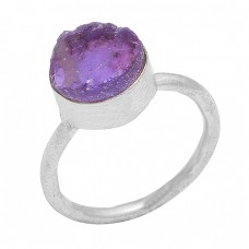 Amethyst Rough Gemstone 925 Sterling Silver Gold Plated Handcrafted Designer Ring