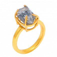 Herkimer Diamond Rough Gemstone 925 Sterling Silver Gold Plated Designer Ring Jewelry