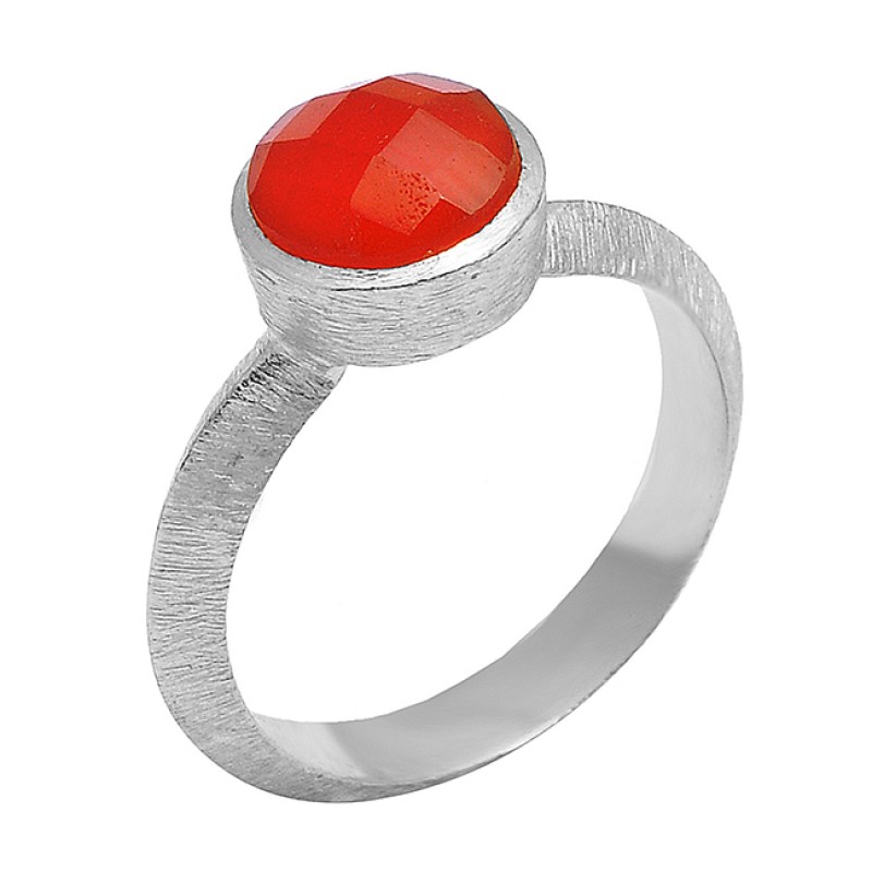 925 Sterling Silver Red Onyx Round Shape Gemstone Gold Plated Handmade Designer Ring