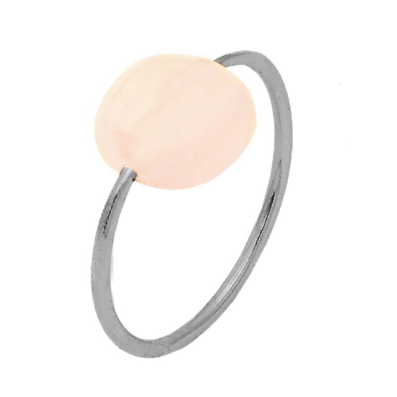 Cabochon Cushion Rose Quartz Gemstone 925 Sterling Silver Gold Plated Ring Jewelry