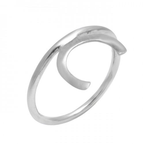 C Shape Handmade Designer Plain 925 Sterling Silver Ring Jewelry