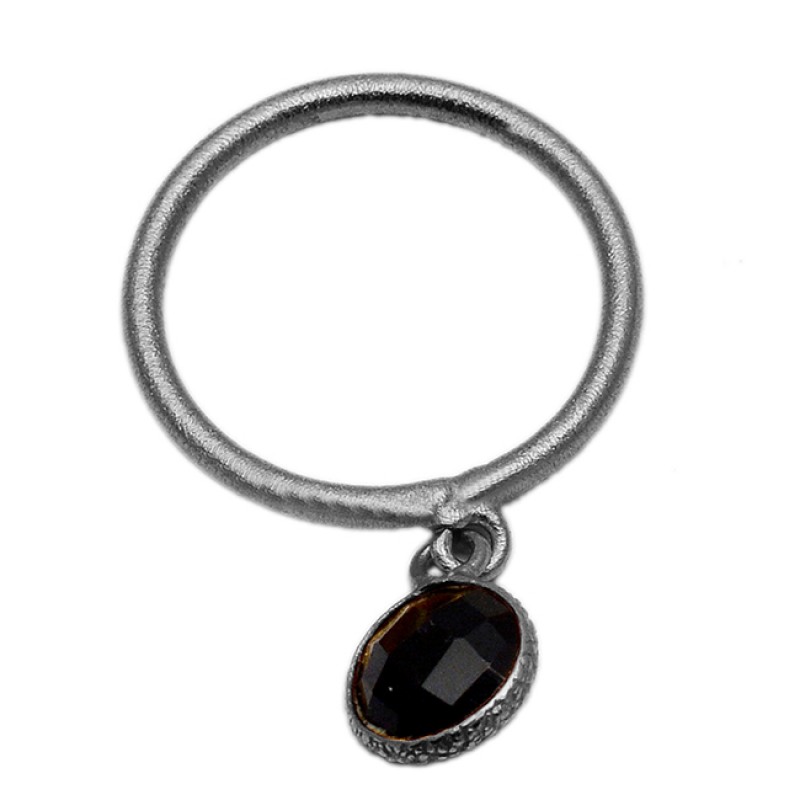 Round Shape Black Onyx Gemstone 925 Sterling Silver Gold Plated Ring Jewelry