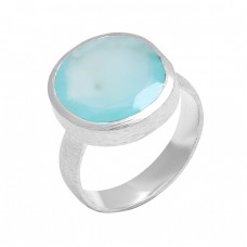 Oval Shape Chalcedony Gemstone 925 Sterling Silver Designer Ring Jewelry