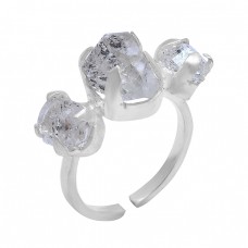 925 Sterling Silver Herkimer Rough Gemstone Handmade Adjustable Ring Jewelry