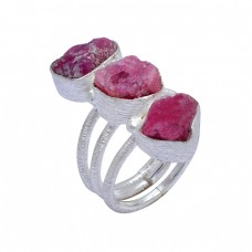 925 Sterling Silver Ruby Rough Gemstone Handmade Designer Ring Jewelry