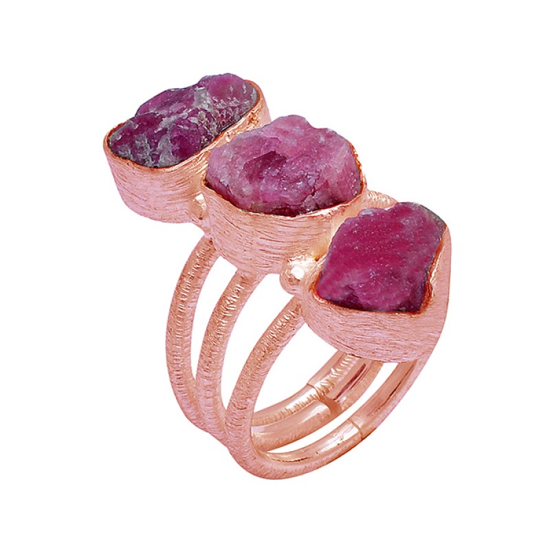 925 Sterling Silver Ruby Rough Gemstone Handmade Designer Ring Jewelry