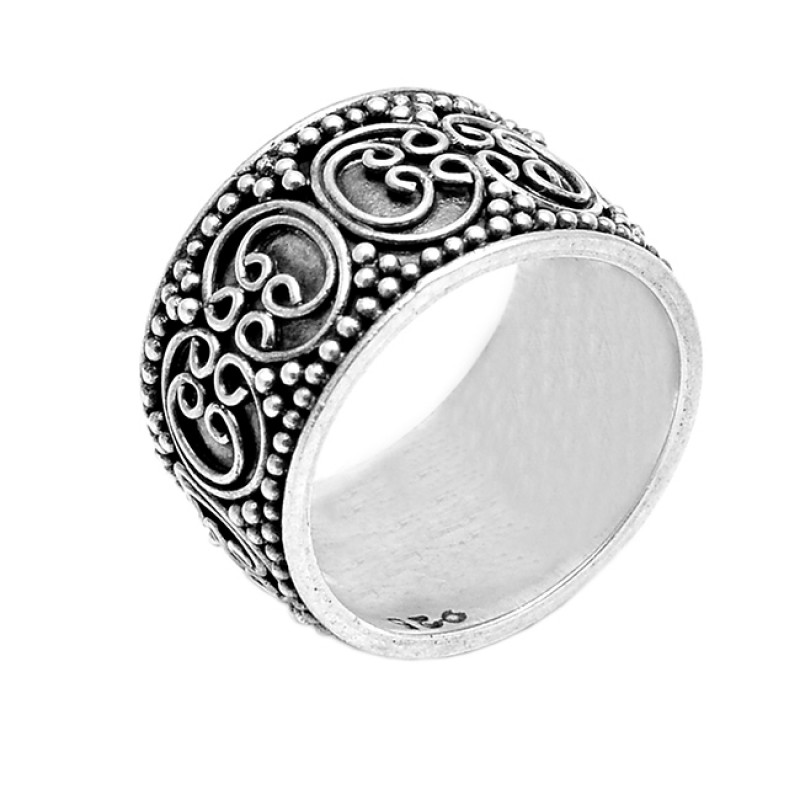Handmade Oxidized 925 Sterling Silver Band Ring for Girls Jewelry 