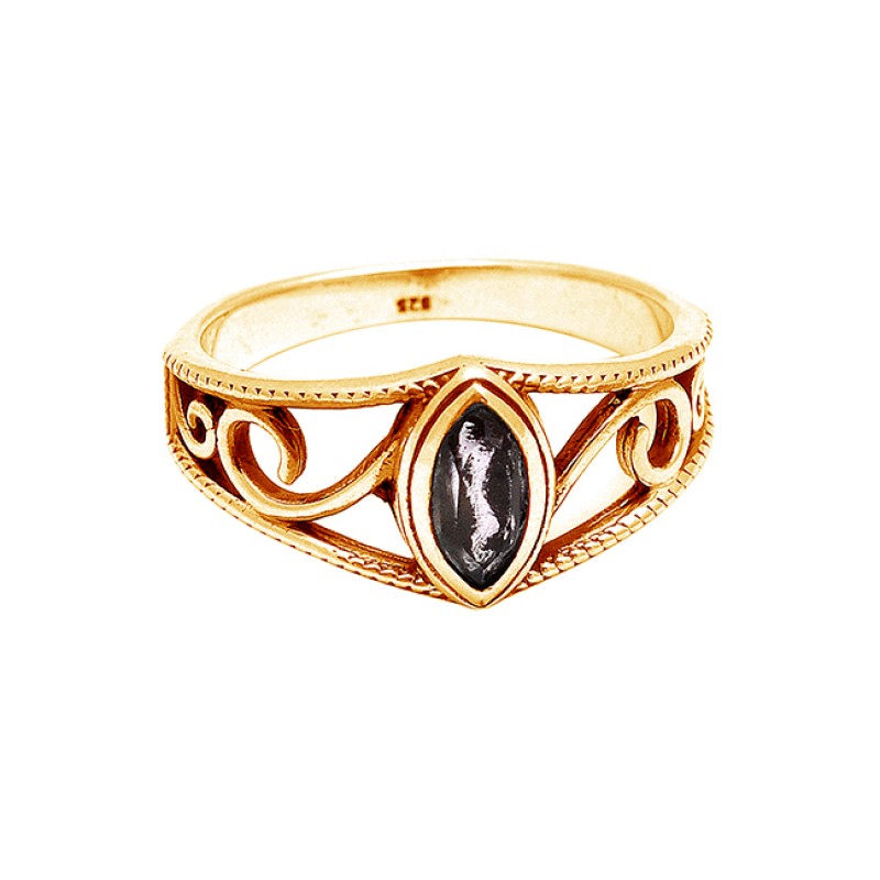 Smoky Quartz Marquise Shape Gemstone 925 Sterling Silver Handmade Ring Jewelry