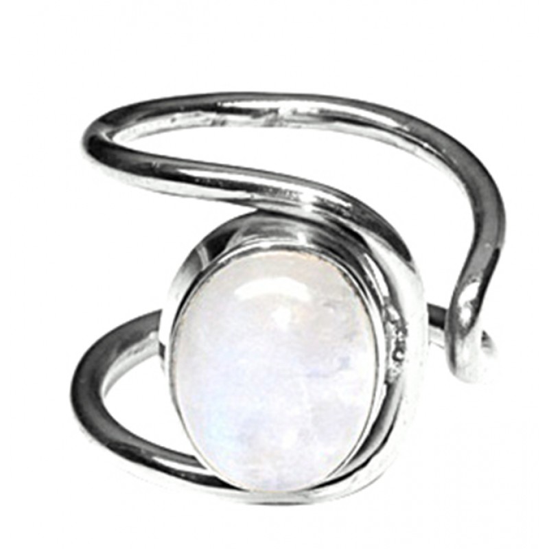 Cabochon Oval Shape Moonstone Band Designer 925 Silver Gold Plated Ring