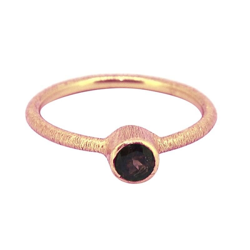 Garnet Round Shape Gemstone 925 Sterling Silver Gold Plated Ring Jewerly