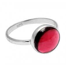 Round Shape Garnet Gemstone 925 Sterling Silver Handcrafted Designer Ring