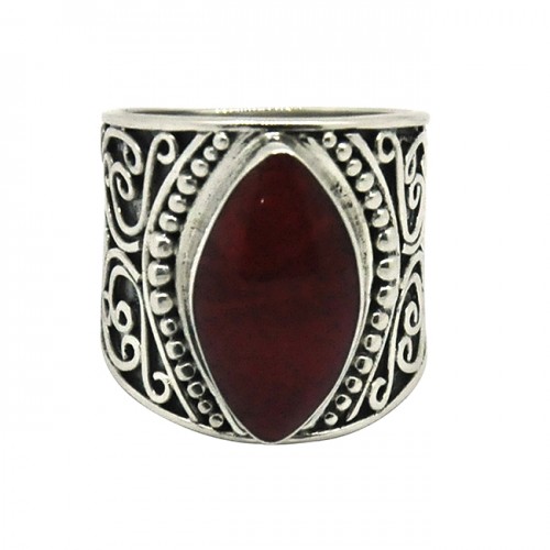 Ruby Marquise Shape Gemstone 925 Sterling Silver Black Oxidized Ring Jewelry