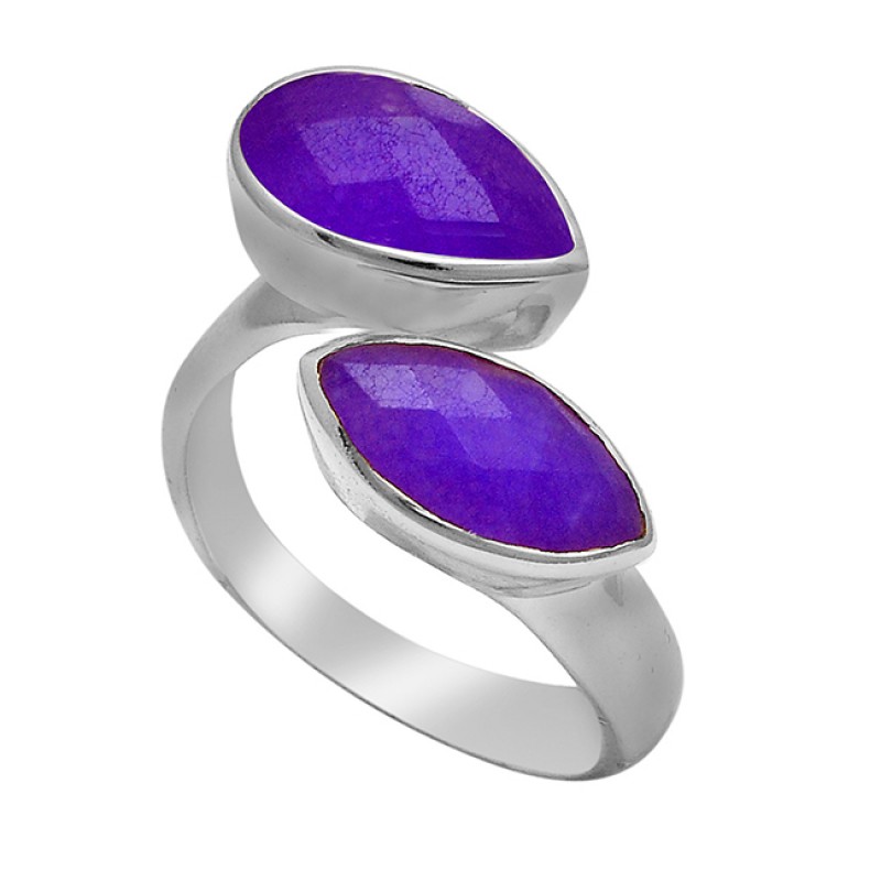 Pear Marquise Shape Amethyst Gemstone 925 Silver Gold Plated Ring